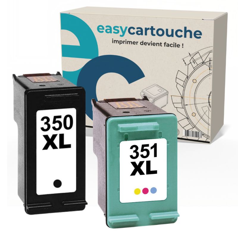 Pack 2 cartouches compatibles HP 350XL 351XL noir et couleur Pack 2 cartouches compatibles HP 350XL 351XL noir et couleur